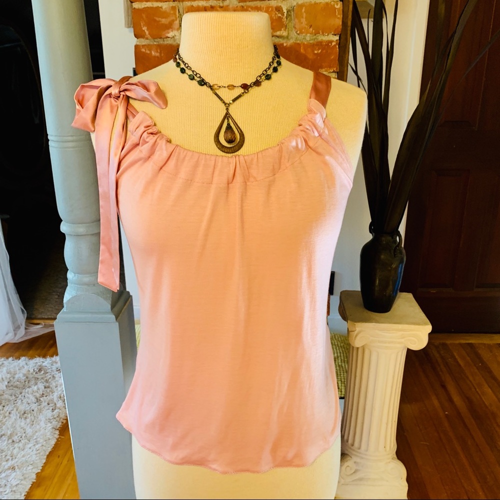 NWT Banana Republic Pink Satin Ribbon Tie Tank S